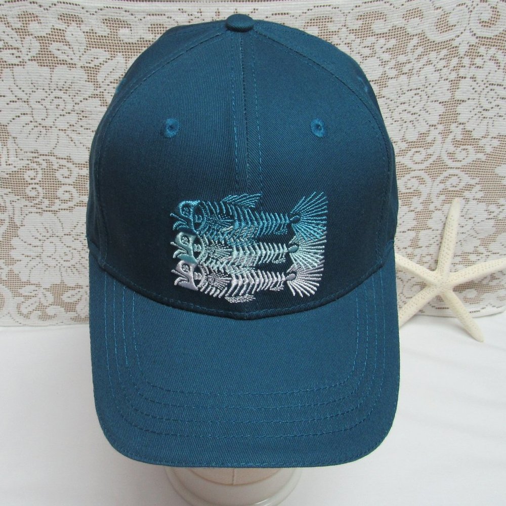 EIGHT BELLS Fish Fishing BASEBALL Cap Hat Admiral Blue NWT New 100% Cotton Men's